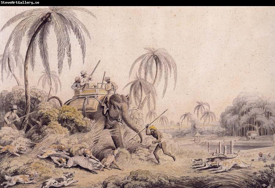 Samuel Howitt Hunting a Kuttauss or Civet Cat